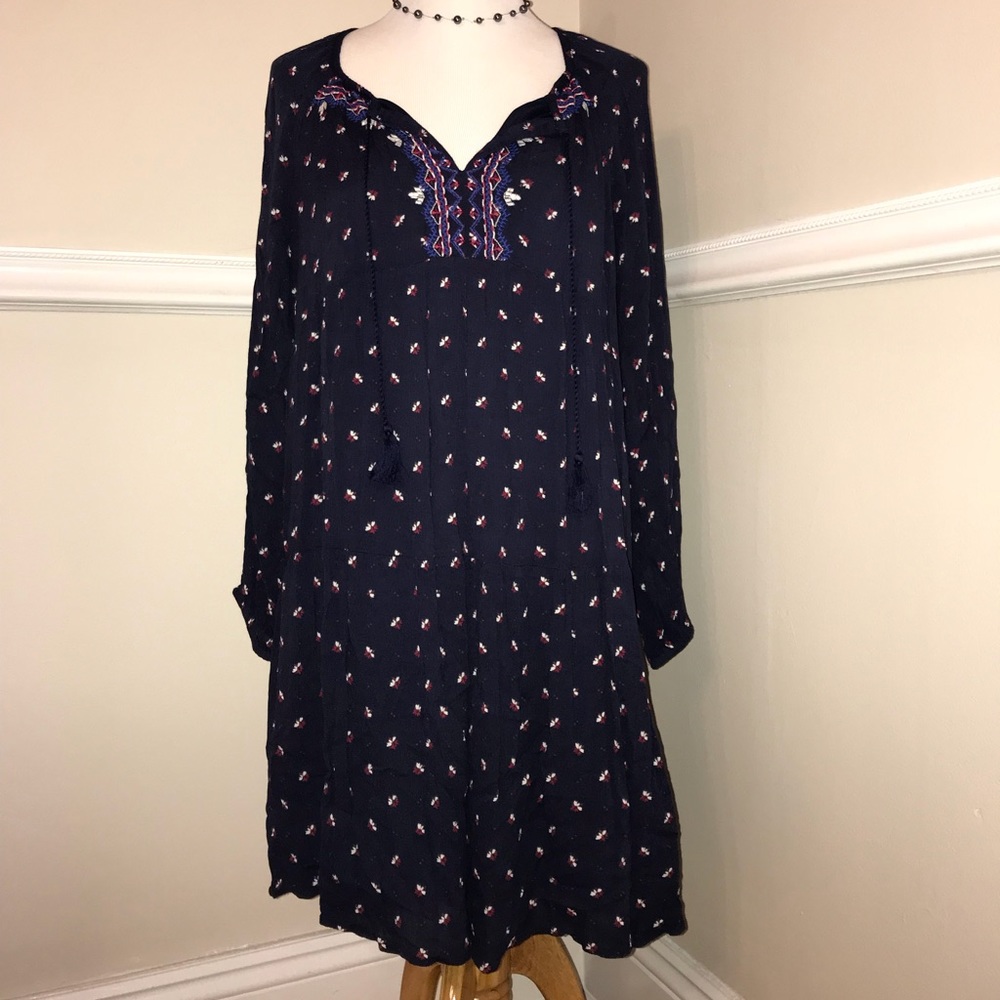 Old Navy blue tunic embroidered dress.